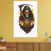 Toile Infernal Skull of the Reaper – Gothic Fire Art (Insitu(Salon))