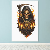 Toile Infernal Skull of the Reaper – Gothic Fire Art (Insitu (Plancher de Bois))