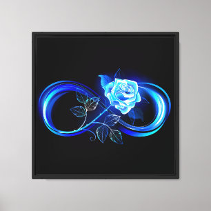 Toile Infini lumineux avec rose bleue