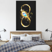 Toile Infinité avec plume de paon doré (Insitu(Chambre))