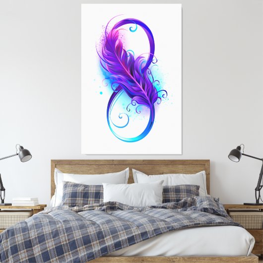 Toile Infinity with purple feather (Insitu(Chambre))