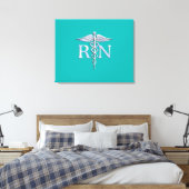 Toile Infirmière autorisée RN Caduceus sur Turquoise (Insitu(Chambre))