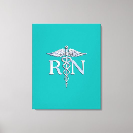 Toile Infirmière autorisée RN Caduceus sur Turquoise (Recto)