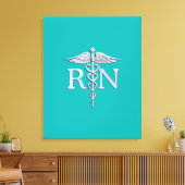 Toile Infirmière autorisée RN Caduceus sur Turquoise (Insitu(Salon))