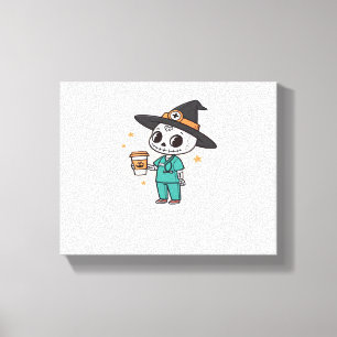 Toile Infirmière d'Halloween avec café portant des sorci
