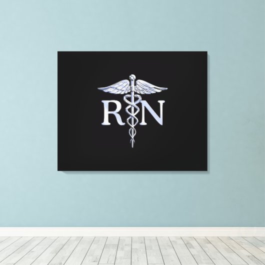 Toile Infirmière inscrite RN Silver Caduceus en noir (Insitu (Plancher de Bois))