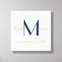 Initiales de nom en monogramme bleu or cadeau de d