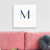 Toile Initiales de nom en monogramme bleu or cadeau de d (Insitu(Salon))