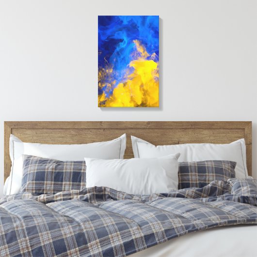 Toile Ink Collision: Azure and Gold (Insitu(Chambre))