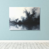 Toile Inkstorm – Art fluide abstrait monochrome 24"x18" (Insitu (Plancher de Bois))