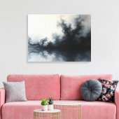 Toile Inkstorm – Art fluide abstrait monochrome 24"x18" (Insitu(Salon))
