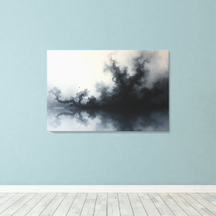 Toile Inkstorm – Art fluide abstrait monochrome 36"x24"