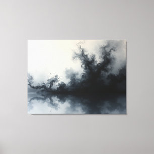 Toile Inkstorm – Art fluide abstrait monochrome 40"x32"