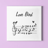 Toile Inséparables chantant entre notes de musique