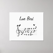 Toile Inséparables chantant entre notes de musique (Recto)