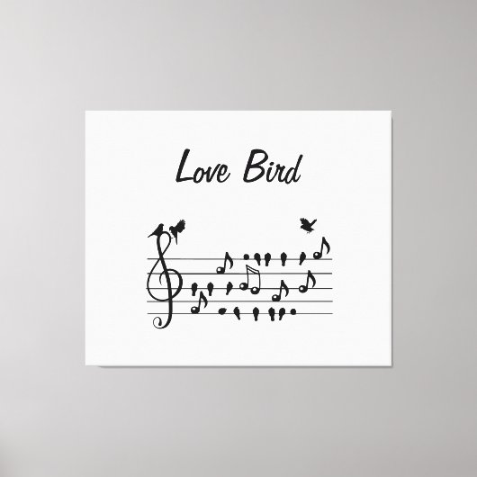 Toile Inséparables chantant entre notes de musique (Recto)