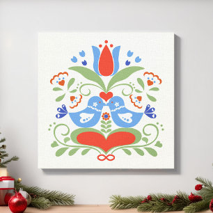 Toile Inséparables et Fleurs