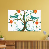 Toile Inséparables Vintages turquoises et orange (Insitu(Salon))