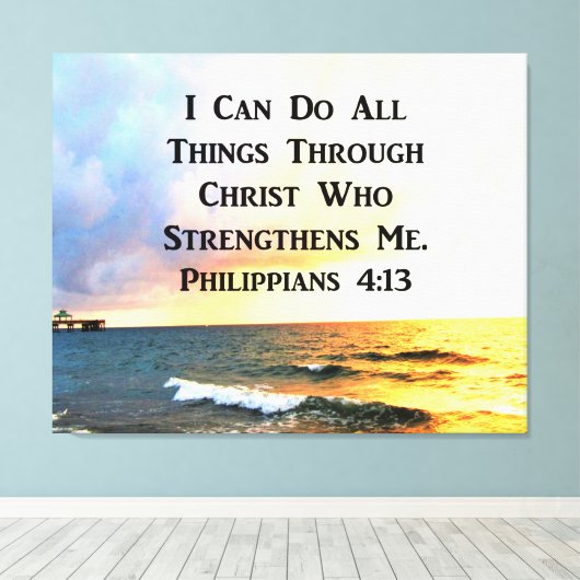 TOILE INSPIRING PHILIPPIANS 4:13 SCRIPTURE VERSE (Insitu (Plancher de Bois))