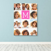 Toile Instagram rose chaud Collage photo Monogramme pers (Insitu (Plancher de Bois))