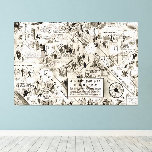Toile Interdiction Era Harlem, New York Speakeasy Map (Insitu (Plancher de Bois))