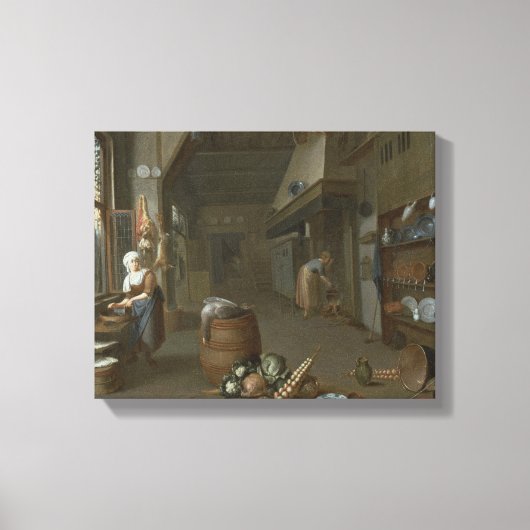 Toile Intérieur cuisine avec deux bonnes préparant la no (Recto)