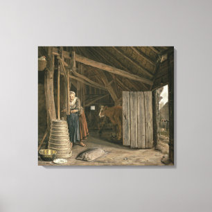 Toile Intérieur de grange avec du beurre de barattage d