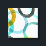 Toile Interverrouillage des cercles jaunes et bleus<br><div class="desc">Une simple impression de cercles jaunes et bleus imbriqués par Megan Meagher. L'arrière - plan blanc laisse apparaître les couleurs des cercles. Achetez le vôtre aujourd'hui !</div>