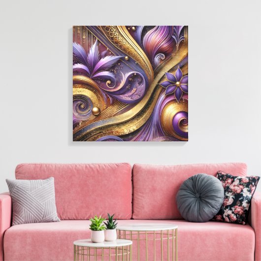 Toile Intricate Purple and Gold Abstract Canvas Art  (Insitu(Salon))