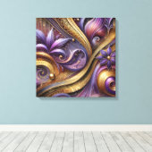 Toile Intricate Purple and Gold Abstract Canvas Art (Insitu (Plancher de Bois))