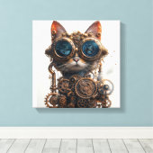 Toile Inventeur Chat Steampunk (Insitu (Plancher de Bois))