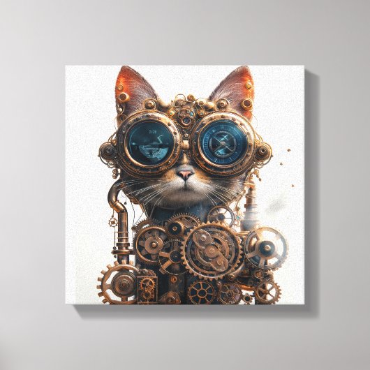 Toile Inventeur Chat Steampunk (Recto)