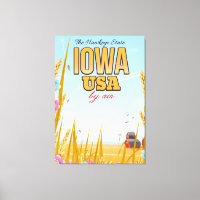 Iowa USA "L'État Hawkeye"Cartoon affiche de voyage
