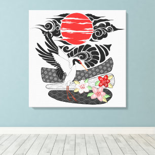 Toile Irezumi Art Tsuru moderne