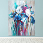 Toile Iris Bloom – Modern Impressionist Floral Wall Art  (Insitu (Plancher de Bois))