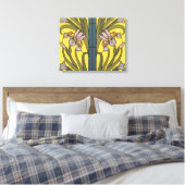 Toile Iris Fleur Art Nouveau Vitrail Bleu Or (Insitu(Chambre))