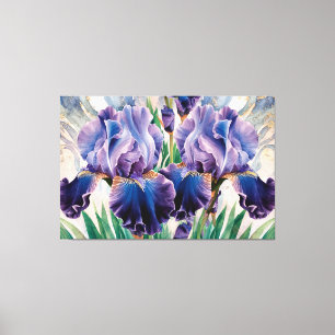 Toile *~* IRIS Irises Vintage Floral TV2 Canvas Imprimer