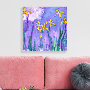 Toile Iris jaunes avec nuage rose Claude Monet