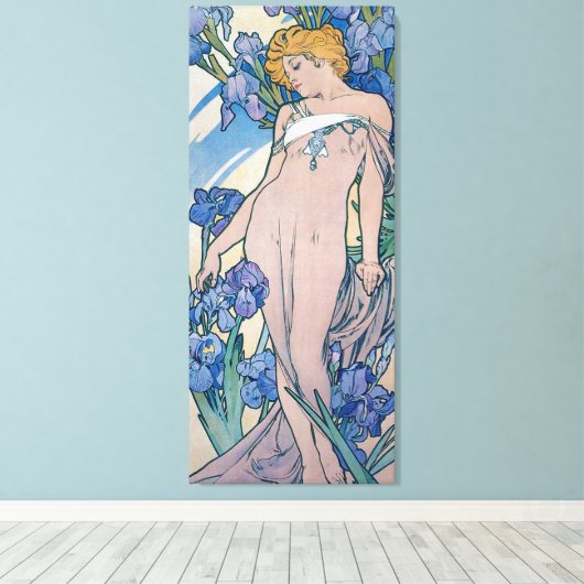 Toile Iris (Quatre Fleurs), Alphonse Mucha (Insitu (Plancher de Bois))