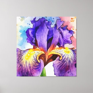 Toile Iris violet en aquarelle