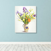 Toile Irises et Lilies dans un Jug hollandais (Insitu (Plancher de Bois))