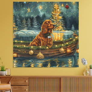 Toile Irish Red Setter Christmas Festive Voyage