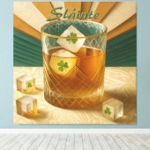 Toile Irish Whiskey Tumbler Shamrock Ice "Sláinte!" (Insitu (Plancher de Bois))