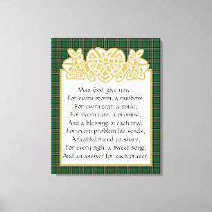Toile Irlande Prière Celtic Border et Tartan