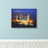 Toile Istanbul Mosquée Bleue Nuit Décor Premium Voyage (Insitu (Plancher de Bois))