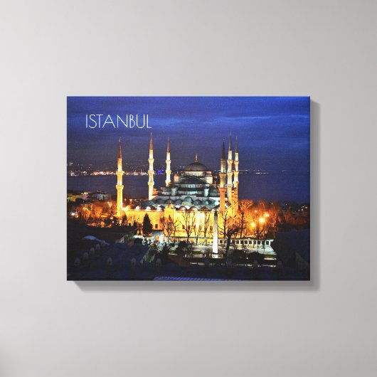 Toile Istanbul Mosquée Bleue Nuit Décor Premium Voyage (Recto)