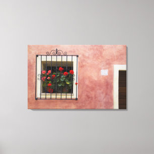 Toile Italie, Asciano, Boîtes de fenêtres avec un prin