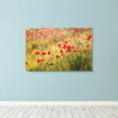 Toile Italie, Toscane, Poppies dans le champ de blé de p (Insitu (Plancher de Bois))