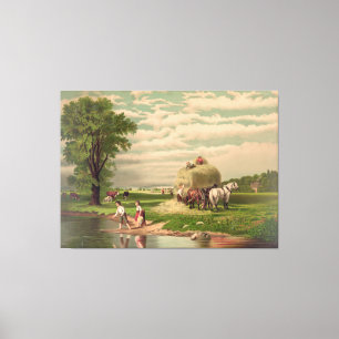 Toile Ives "American Hay Harvest" Imprimer