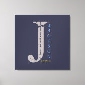 Toile J Monogram Initial Bar Bat mitzvah Sign-In Board (Recto)